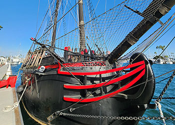 Pirate ship bow at the dock in Long Beach California